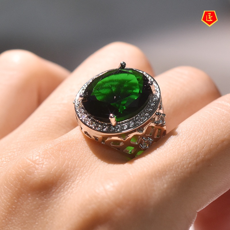 [Ready Stock]Classical Luxury Colored Gems Ring 925 Silver Jewelry