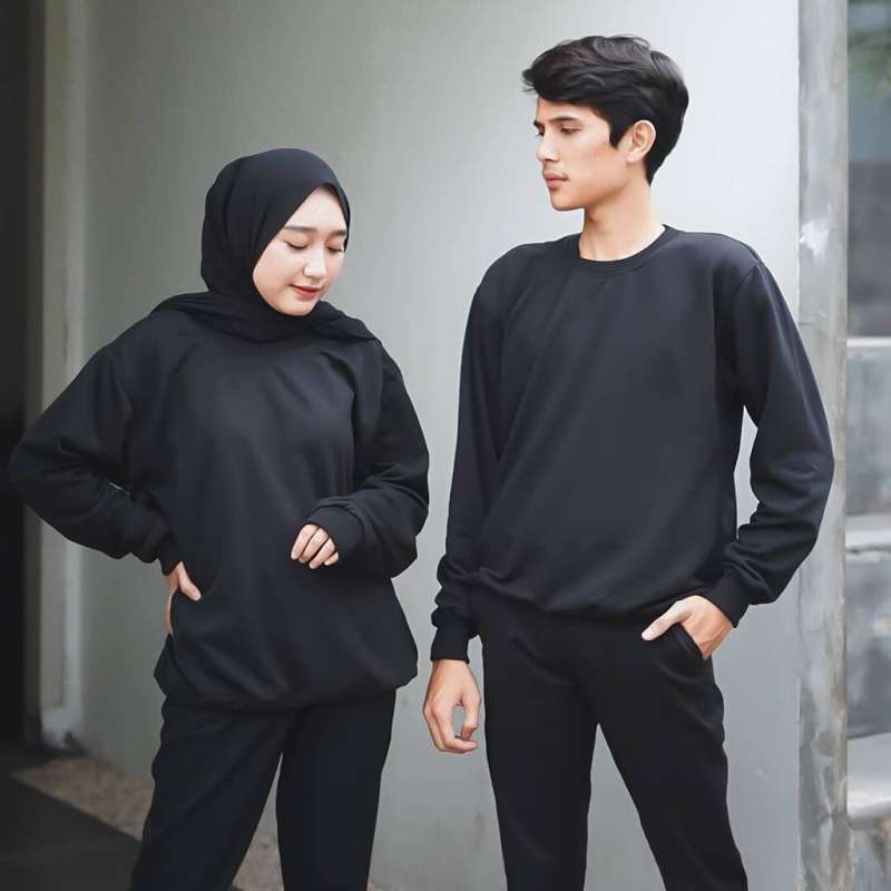 IvannaCollection Sweater Basic Polos Pria Wanita Switer Crewneck Polos Grosir Bahan Fleece Size L XL XXL