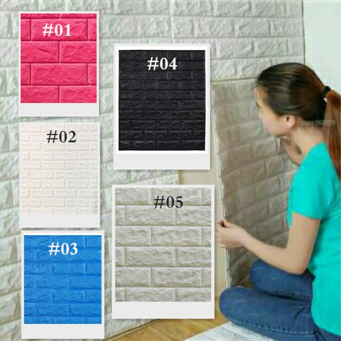 Wallpaper Foam 3D Brick Foam Panel Bata Stiker Dinding Tempel