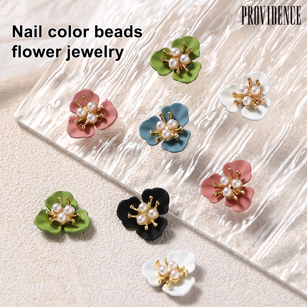 Providence 5Pcs Flower Nail Decor Fashionable Stylish Nail Accessories Artificial Pearl Flower Nail Art Stud for Salon