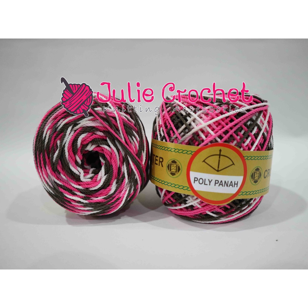 Benang Rajut Poly Panah Kombinasi Warna (Coklat, Putih, Pink)