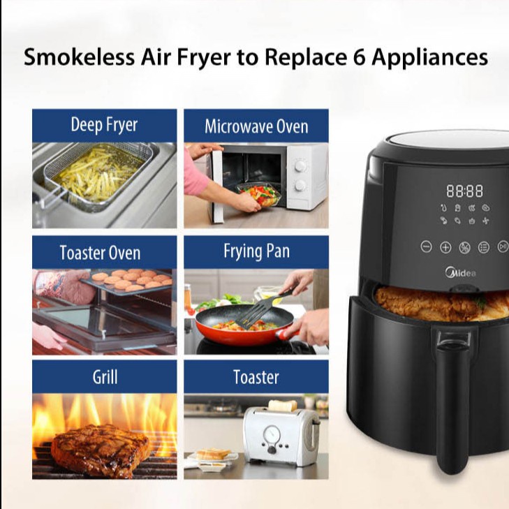 Midea Air Fryer MF-CN35B Kapasitas 4.7L -Penggoreng Elektrik Digital