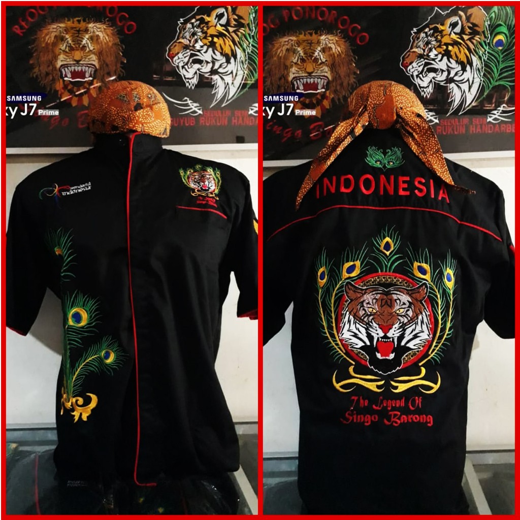 BAJU SENI REOG PONOROGO BORDIR REYOG PONOROGO SINGO BARONG BULU MERAK