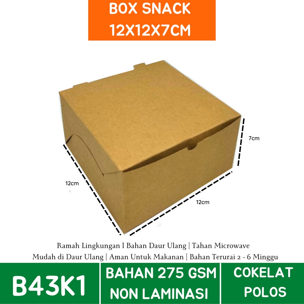 Box Snack Snack Box Dus 12X12X7 (B43K1-Non Laminasi)