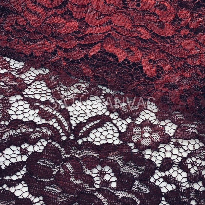Kain BROKAT CORD LACE NON GLITTER-BURGUNDY