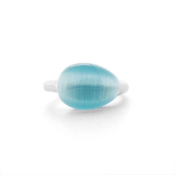 Cincin Perak Cat Eye Turquoise -Turquoise Cat Eye Silver Ring