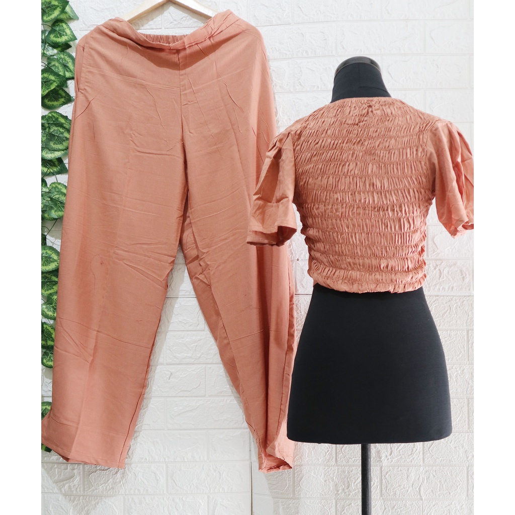 Baju Setelan wanita Crop Square Kekinian Karet / one Set Crop Square/ Top wanita-4