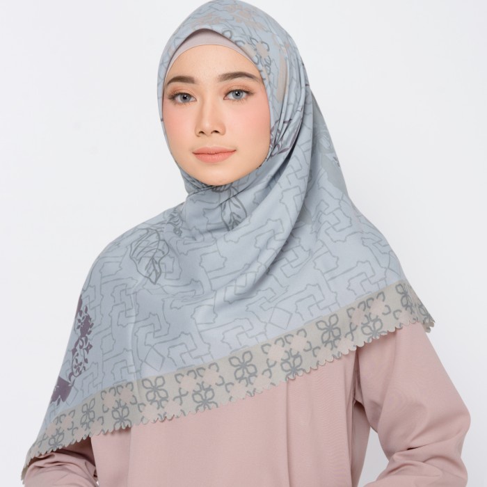 HIJAB-ZM Zaskia Mecca - Cendana Dusty Blue Scarf - Romansa Khatuliatiwa