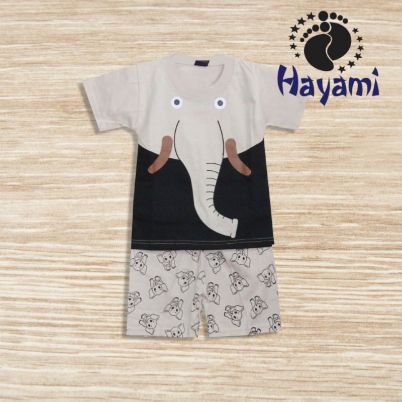 Setelan anak harian motif gajah lucu