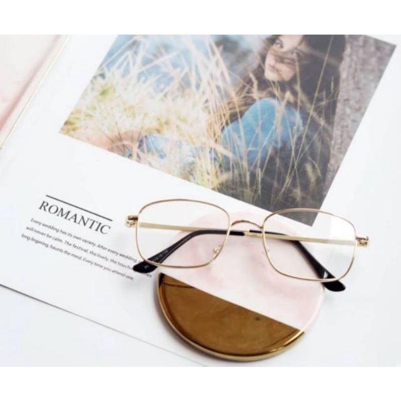 Frame kacamata 8605 besi kotak kecil silinder anti radiasi ganti lensa
