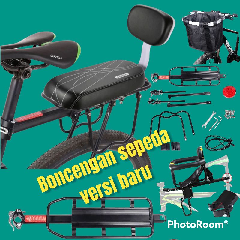 LARIS Boncengan Rak Sepeda belakang, keranjang, & bantalan belakang/depan, sadel anak depan