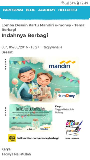 Mandiri eMoney INDAHNYA BERBAGI ORI /Like eTOLL Tapcash Flazz or Brizzi