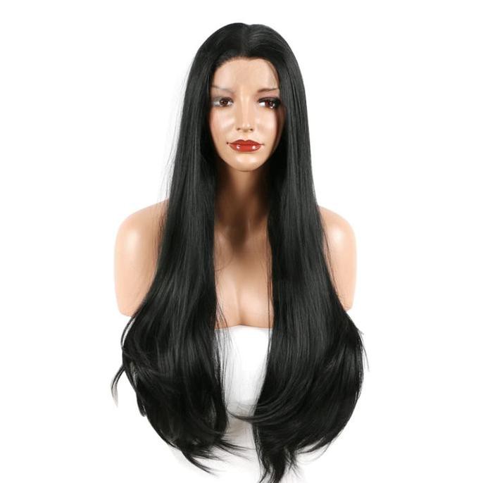 WIG RAMBUT PALSU HITAM PANJANG 70CM LURUS TANPA PONI BERKUALITAS