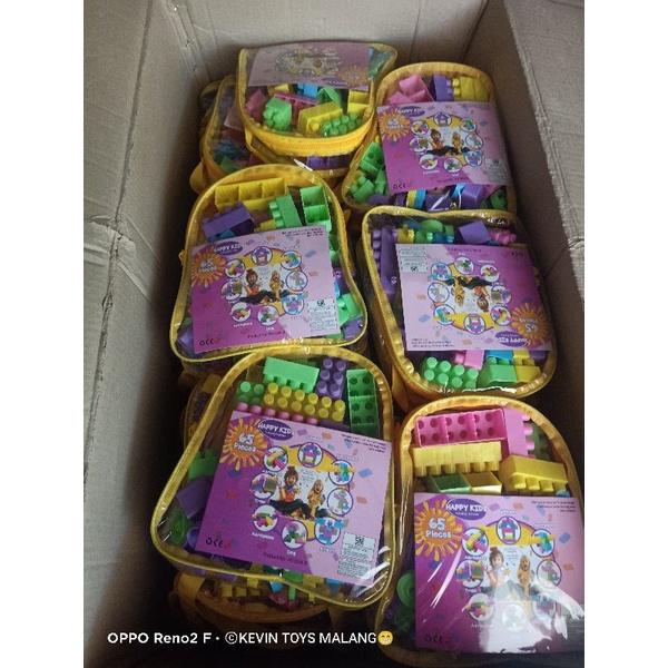 HJ 3836 B mainan anak edukasi block ISI 65 pcs  happy kids  / happy kids building / mainan balok