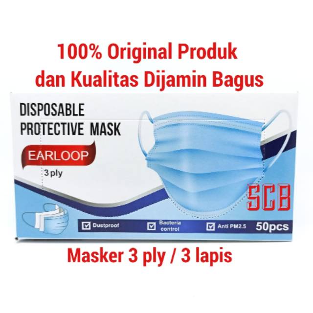 Masker Earloop 3 ply /Masker Disposable /Masker Sensi