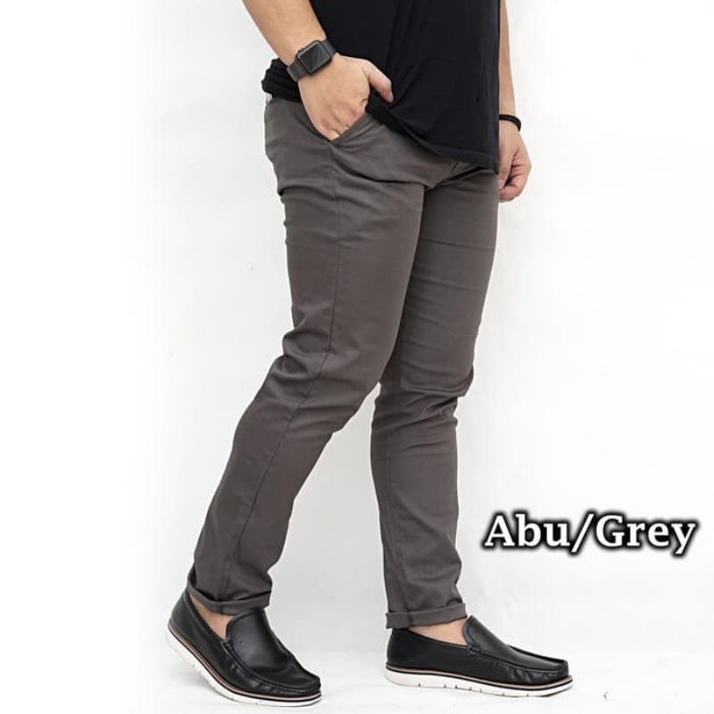 CELANA CHINO Panjang pria Slimfit KERJAHARIAN Santai Casual Formal Hitam Abu Cream Mocca Size 27-35