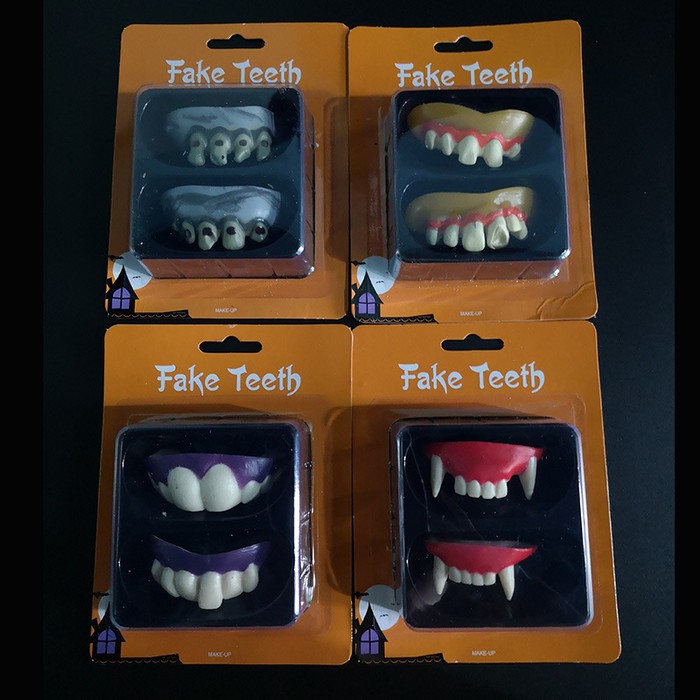 FATH fake teeth sepasang zombie vampire dracula halloween party pesta - Merah