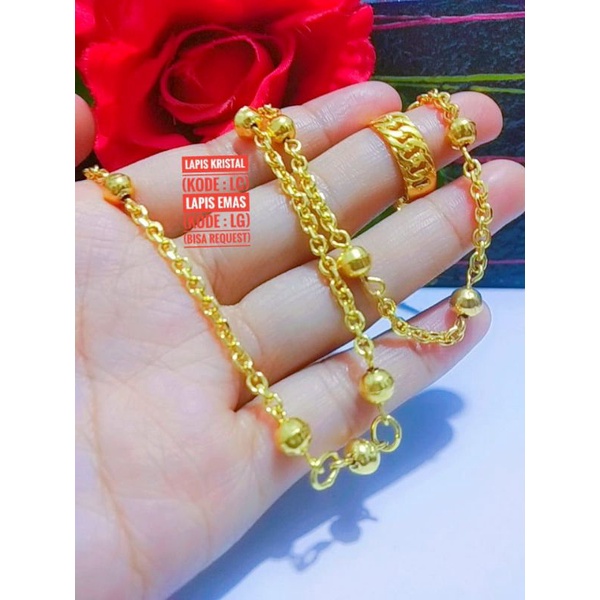 AKSESORIS TITANIUM/GELANG titanium/Lapis Emas 24k/Lapis Kristal
