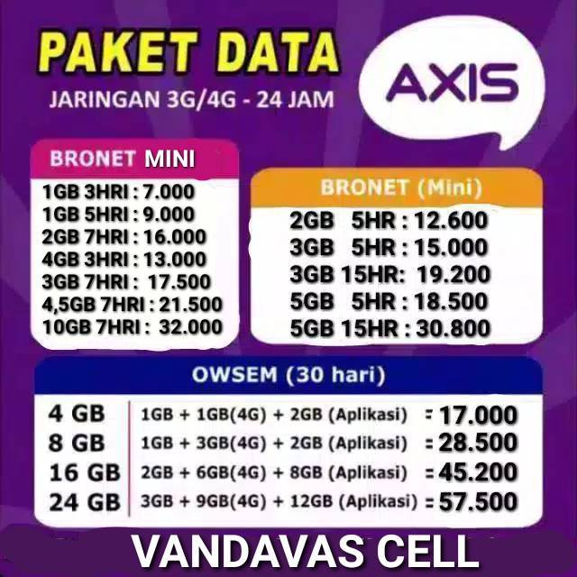 TERMURAH DATA AXIS REGULER KUOTA AXIS BRONET VOUCHER AXIS AIGO 50GB 25GB 15GB 12GB 10GB