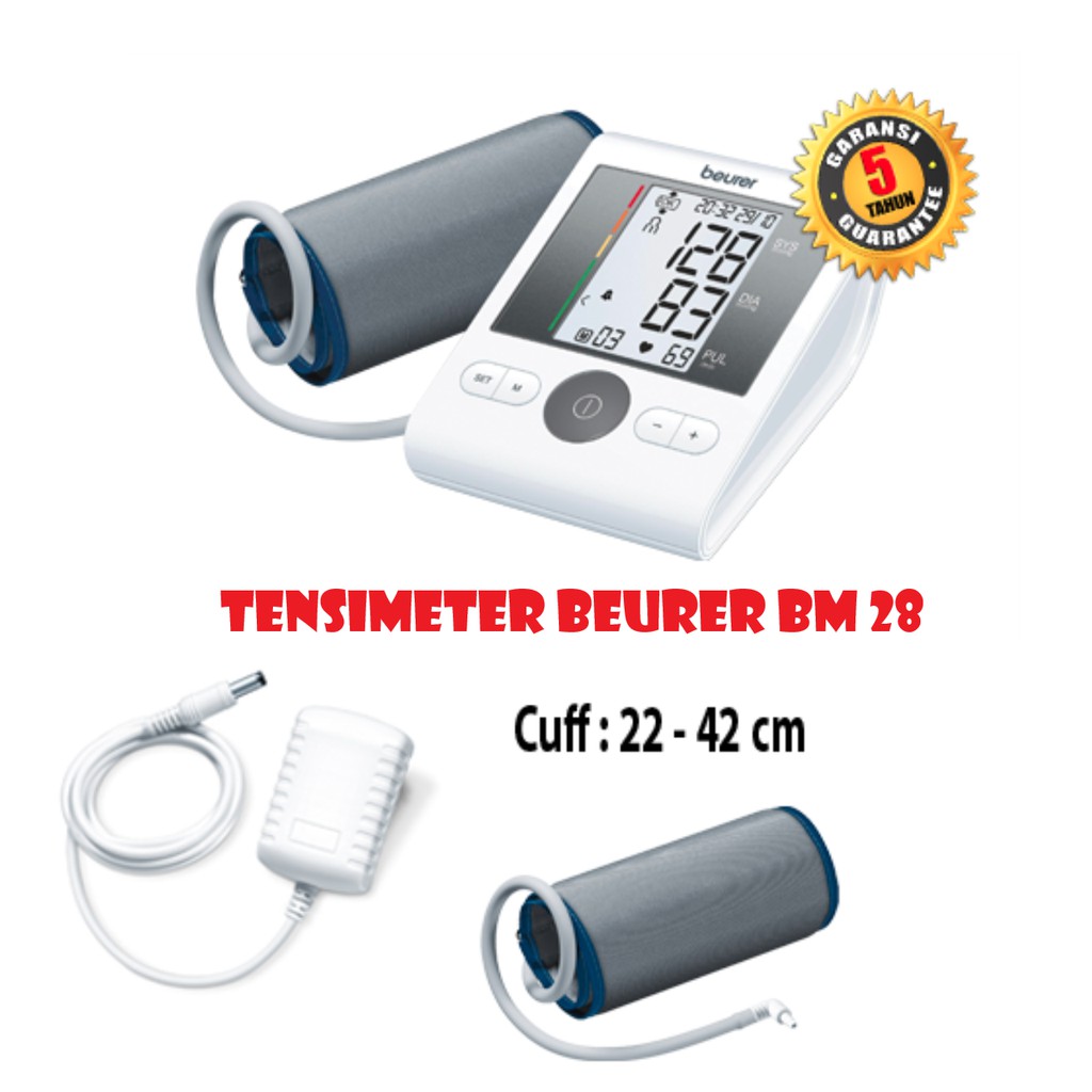 TENSIMETER BEURER BM 28 DENGAN ADAPTOR . PENGUKUR TEKANAN DARAH DIGITAL . TENSI METER BM28