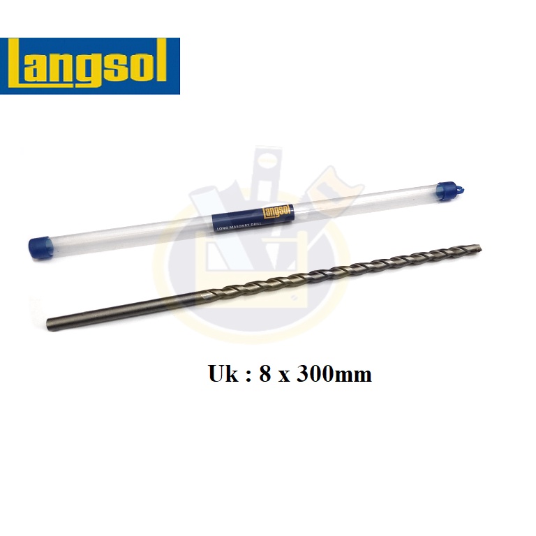 LANGSOL Mata Bor Beton / Tembok Panjang 8mm x 300mm 8 mm x 30 cm Masonry Drill Bit 8 mm Panjang