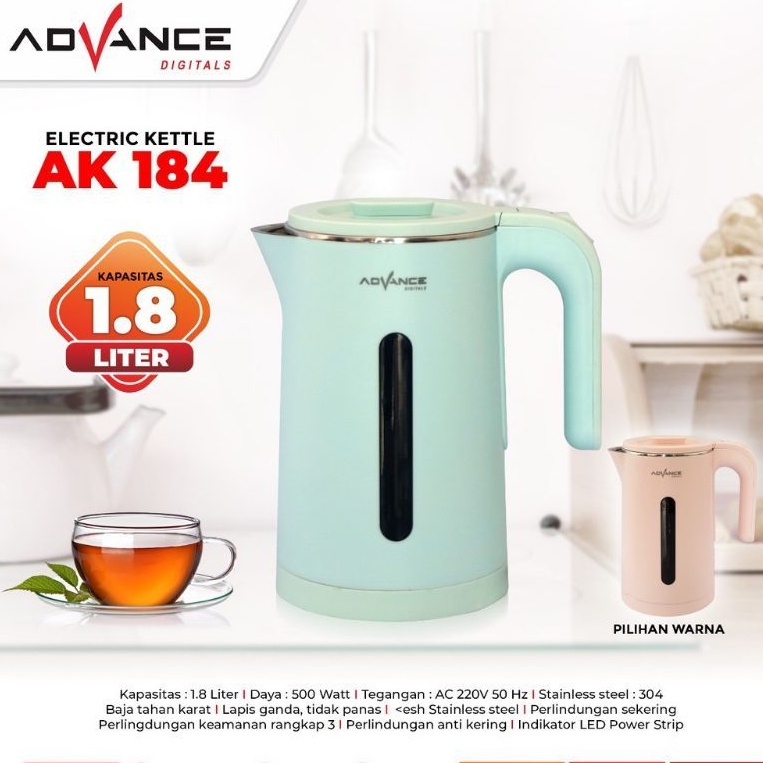 Kettle Listrik Advance AK-184 tidak panas diluar // Pemanas Air 2 Lapis