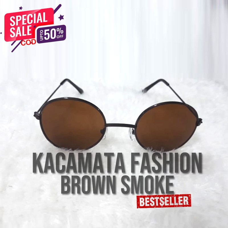 Kacamata Bulat Boboho Sunglasses Unisex Kacamata Murah Model Vintage Black Kaca mata bulat Hitam