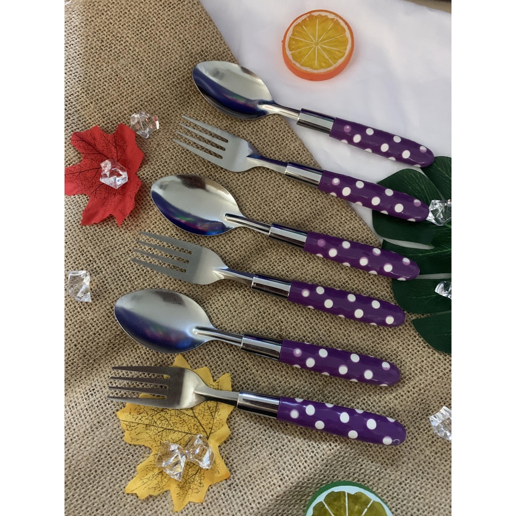 Sendok makan / sendok Garpu / sendok Makan set / sendok set / sendok Polkadot (ISI 6pcs)