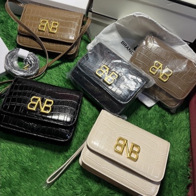 BRAND NO BRAND CROCO BAG BLACK BEGIE BROWN BNB NEW BUKAN PRELOVED TAS BUTTONSCARVES BAG PRELOVED