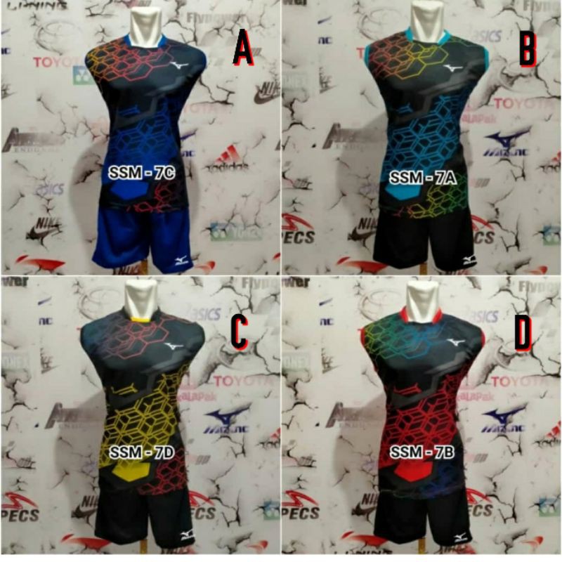 BAJU ATASAN SETELAN OLAHRAGA VOLLEY MIZUNO SINGLET PRINTING 14