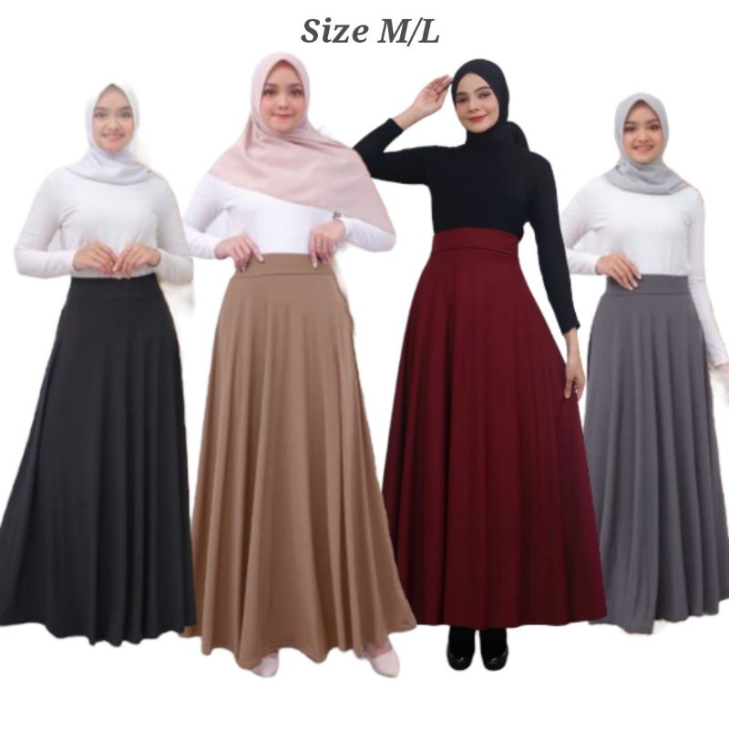 ROK PAYUNG / ROK LEBAR WANITA PANJANG - BAHAN HYGET PREMIUM