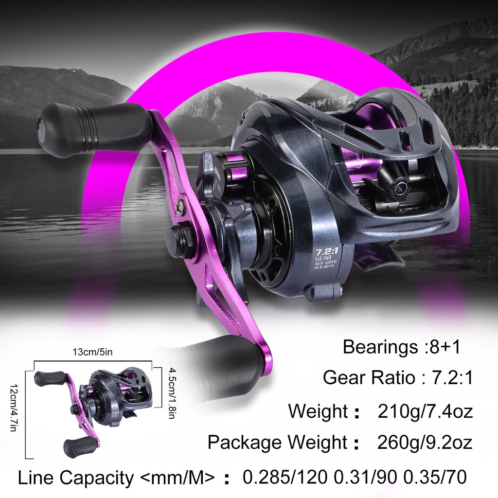 Sougayilang Gaya Baru Baitcasting Fishing Reel Pancing 18 + 1BB 7.2: 1 Rasio Gear Fishing Reel dengan EVA Handle Rill Pancing untuk Memancing Air Tawar