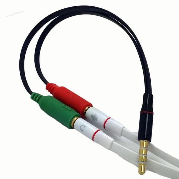Kabel Spliter Audio Male Jack AUX 3.5mm to Dual Female Earphone and Microphone 2 in 1 Audio &amp; Audio