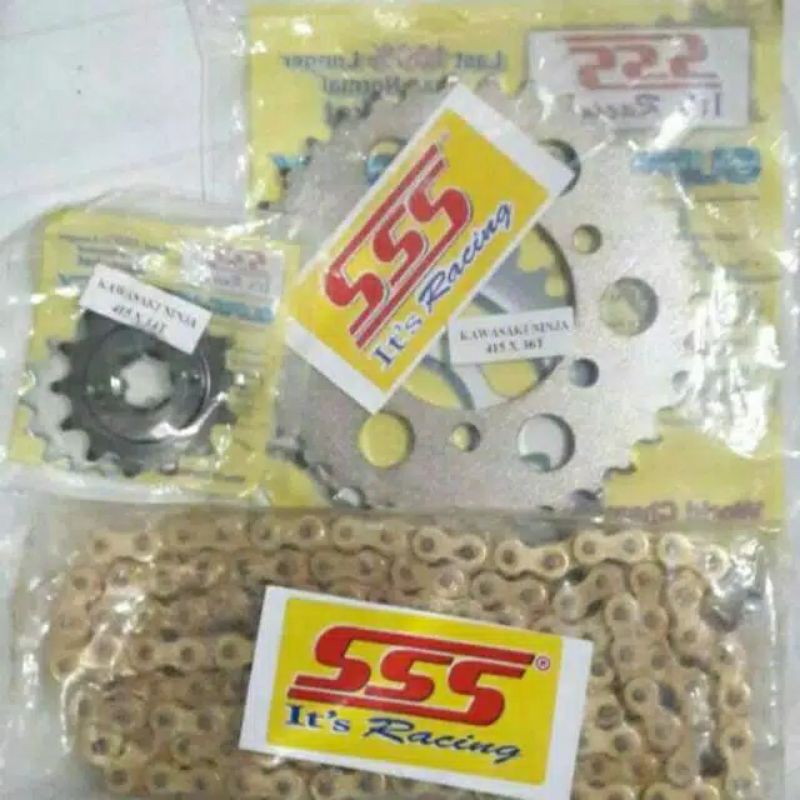 Gir Set Gear Set SSS 415 Tipis Satria FU,  Satria FU New,  Satria FU  Face List Rantai Gold SSS