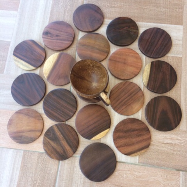 Tatakan Gelas Tatakan Kayu Alas Gelas Tatakan Kayu Bulat Coaster Kayu Sonokeling Shopee Indonesia