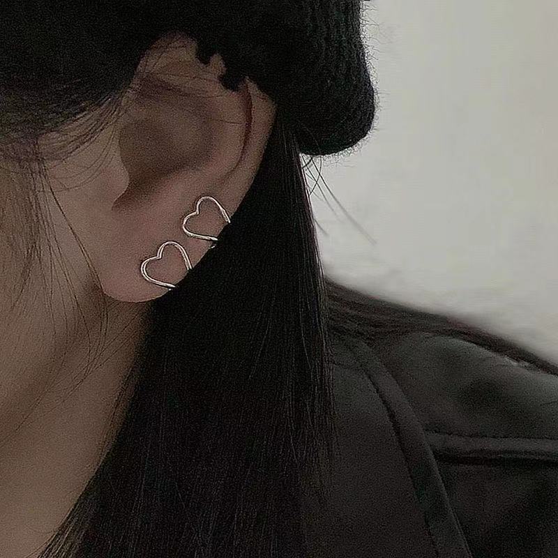 Anting Klip Tanpa Tindik Bentuk Hati Gaya Retro Korea Untuk Wanita