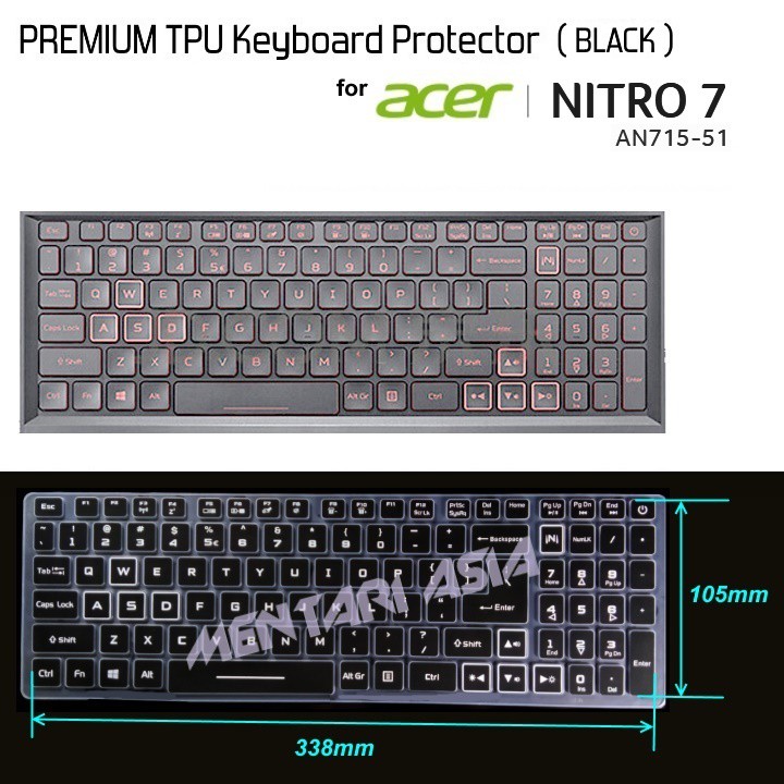 Keyboard Protector ACER Nitro 7 AN715-51 - PREMIUM TPU BLACK