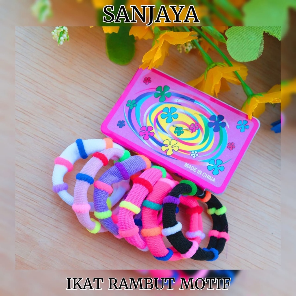 GELANG IKAT RAMBUT / IKAT RAMBUT WANITA LUCU / KUNCIRAN WARNA WARNI / KUNCIR RAMBUT MOTIF WANITA / KR ELASTIS GRS 01