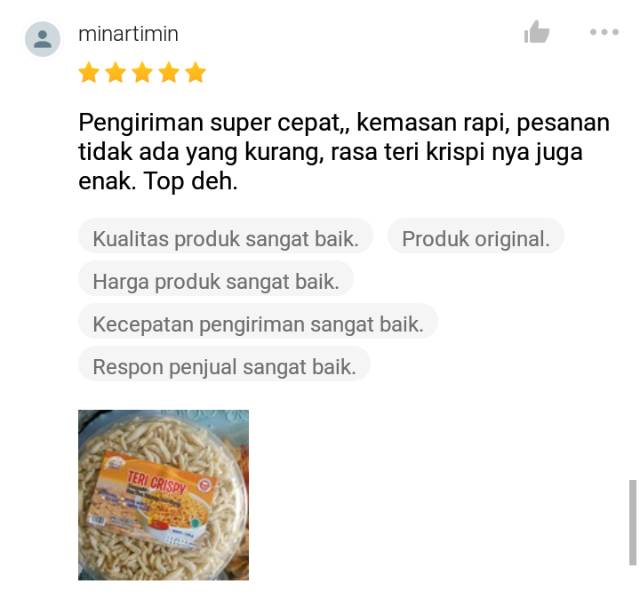 Teri Crispy kualitas Super 150 Gram- Teri Krispi  Non MSG &amp; Pengawet/ cemilan teri/ camilan teri