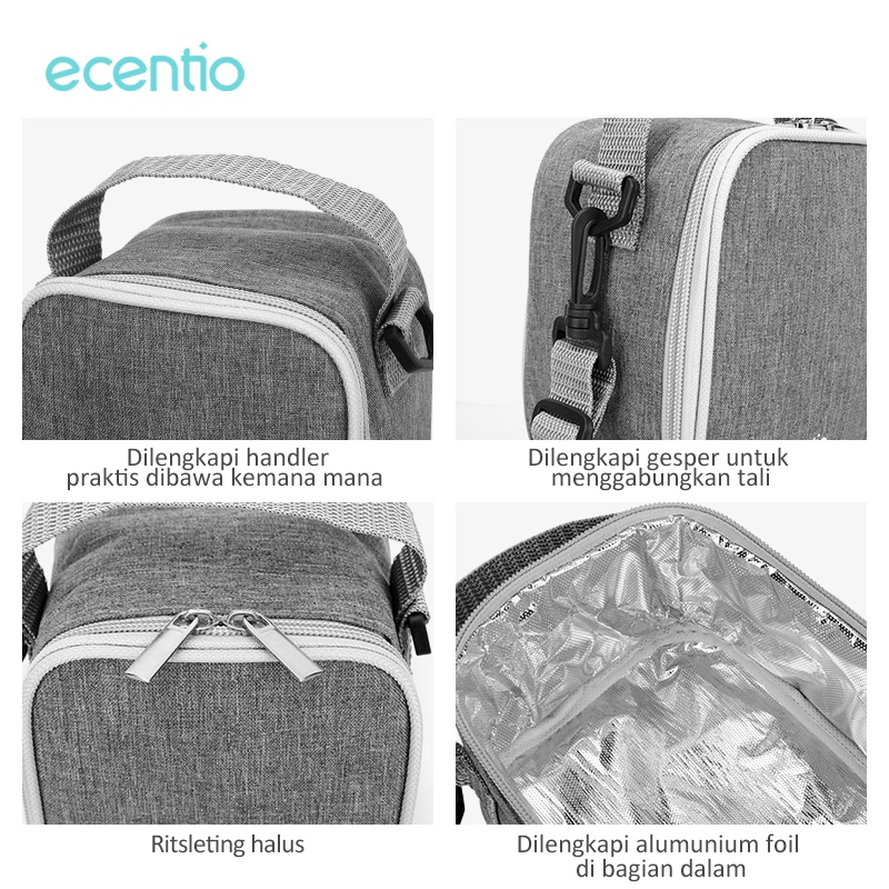 ecentio &amp; FOODI tas bekal makanan aluminium 580ml sup/tas bekal lunch bag/ tas cangkir sup aluminium 650ml/tas termos air panas portable/tas kotak makan set soup cup/lunch bag aluminium foil/tas Tempat makanan