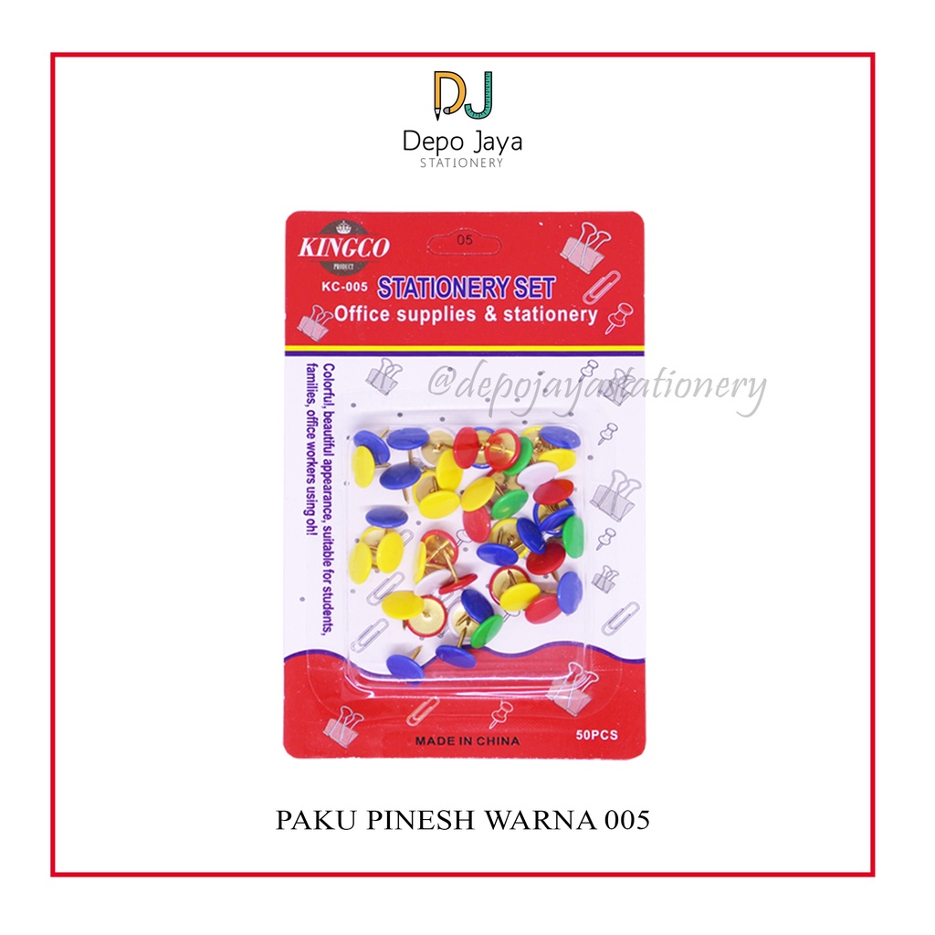 

Paku Pinesh/paku payung/thumb tacks warna warni 005 merek KINGCO