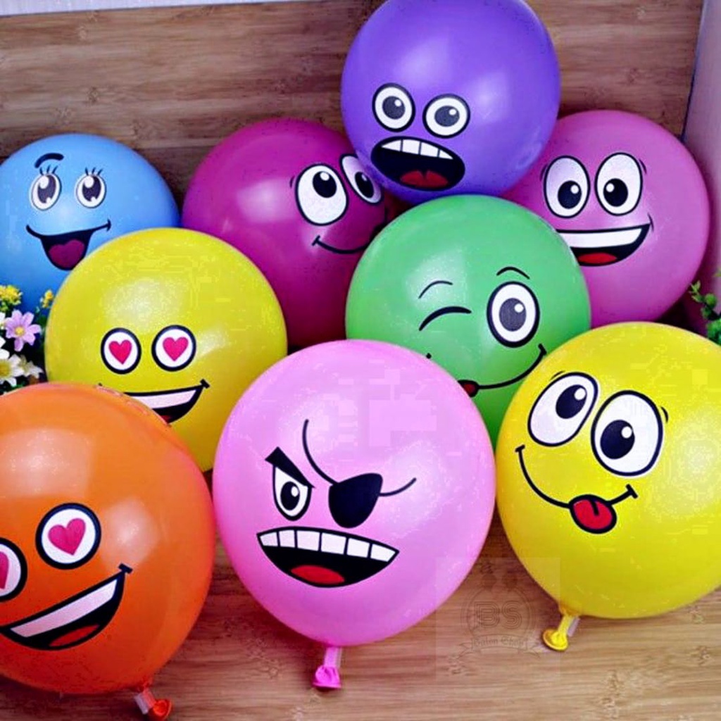 1 PCS BALON LATEX EMOJI MIX / BALON SABLON / BALON LATEX EMOJI SMILE / TAYO / DORAEMON / KITTY / UNICORN/ KUDA PONY / LOL / BT21 /