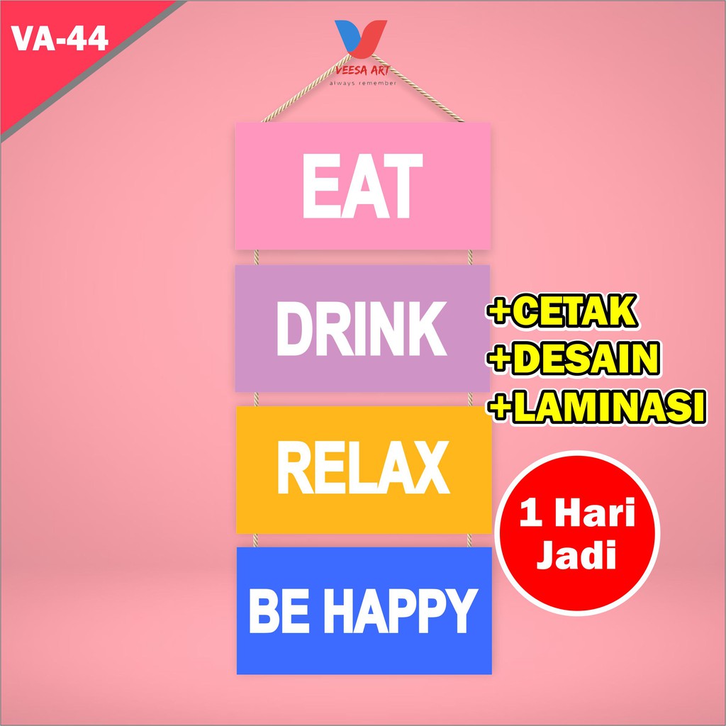 Pajangan Walldecor Hiasan Dinding Gantung Dekorasi Shabby Chic Rumah Dapur Eat Drink Kayu Lucu Unik