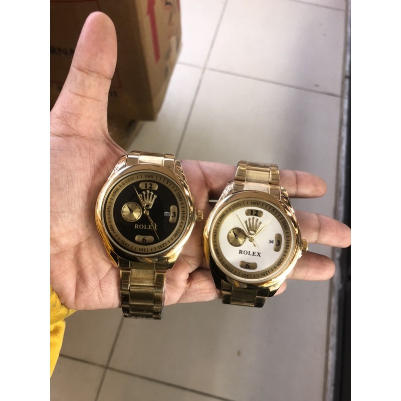 Jam tangan Rolex pria warna gold bahan Stainless steel anti karat