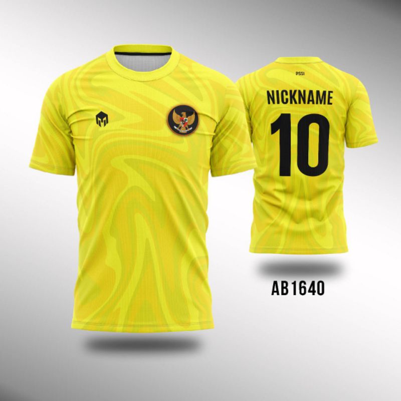 Kaos Jersey sepakbola kiper Timnas Indonesia AFF 2021 away kuning custom free nickname XS-XXL