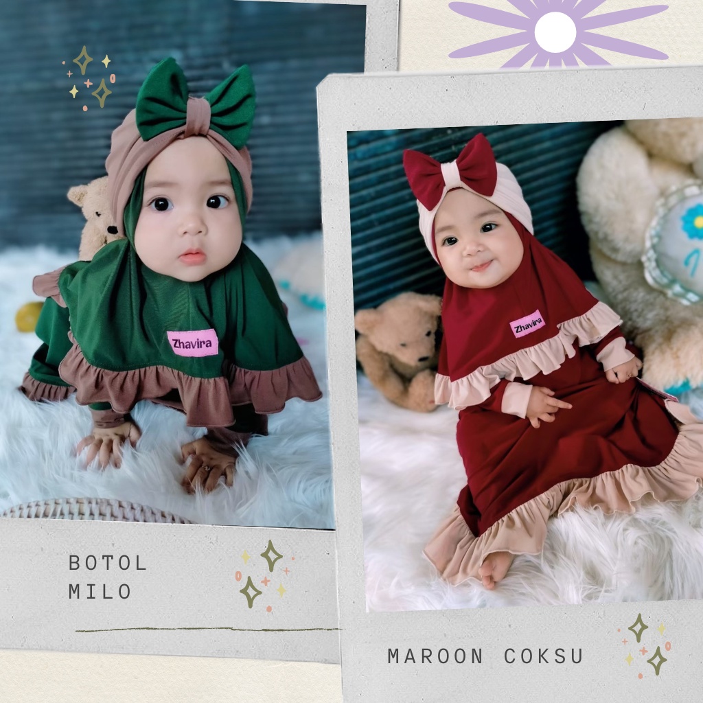 NEANZA Baju Gamis Anak 1 2 3 4 5 6 Tahun Bayi 0 6 bulan New Born Perempuan Muslim Syari'i Anak Rempe