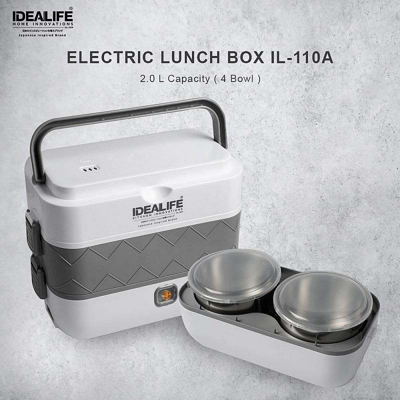 IDEALIFE IL-110A Electric Lunch Box Penghangat Makan Elektrik 4 Bowl Stainless Food Grade