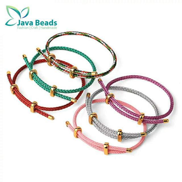 Gelang Tali Kawat Anti Air Waterproof Untuk Charm Liontin Wire Rope Emas Hongkong