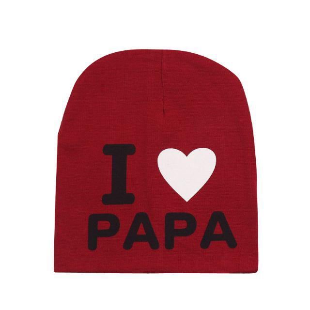 TOPI KUPLUK BAYI / TOPI ANAK UNISEX LUCU ( I LOVE MAMA / I LOVE PAPA )-I❤Papa - Marroon