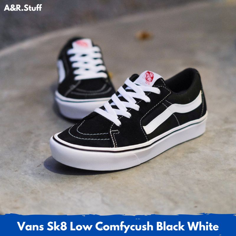 SALE ONLY  SEPATU ORIGINAL VANS SK8 LOW COMFYCUSH BLACK WHITE